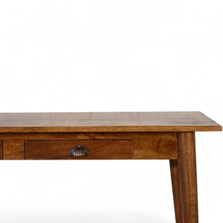 Mid-Century Modern Chestnut Writing Desk with 2 Drawers