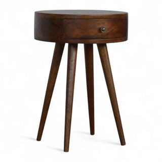 Mid-Century Modern Circular Nightstand | Chestnut Solid Wood