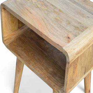 Mid-Century Modern Solid Wood Nightstand with Open Shelf