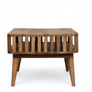 Mid-Century Modern Slatted Oak Coffee Table | Solid Wood