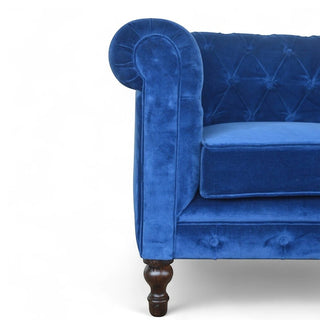 Royal Blue Velvet Chesterfield Sofa | Handcrafted 2-Seater