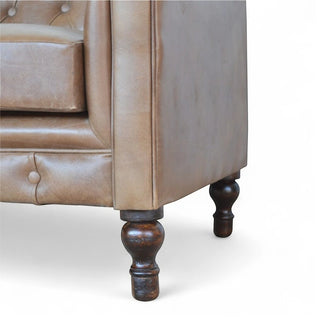 Brown Leather Chesterfield Sofa | 2-Seater | Handcrafted Design