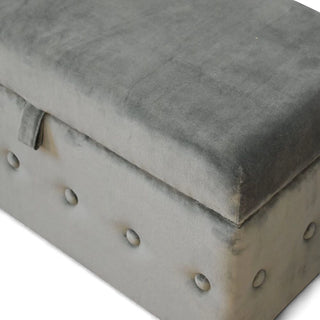 Emerald Green Velvet Ottoman with Storage | Lid-Up Design