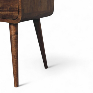 Mid-Century Modern Grey Washed Nightstand with Open Shelf