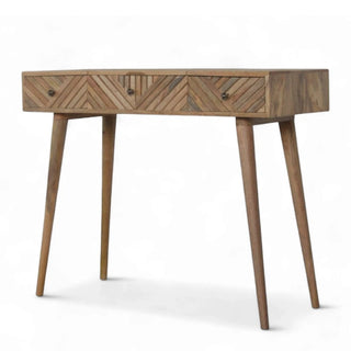 Line Carving Solid Wood Dressing Table with Foldable Mirror