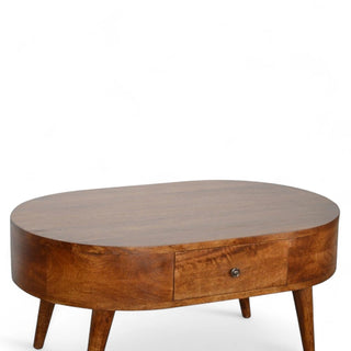 Mid-Century Modern Chestnut Rounded Coffee Table