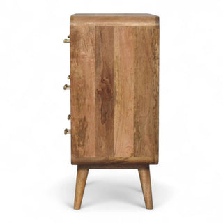 Mid-Century Modern Solid Wood Ridged 4-Drawer Dresser