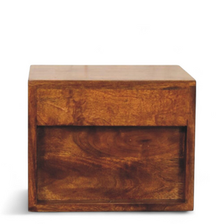 Mid-Century Modern Chestnut 2-Drawer Wall-Mounted Nightstand