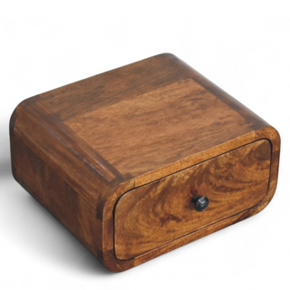 Mid-Century Modern Wall-Mounted Chestnut Nightstand