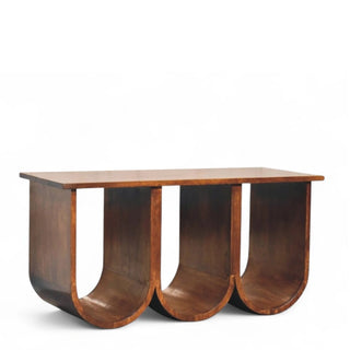 Triple Open Shelf Mid-Century Coffee Table | Solid Wood