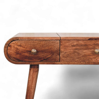 Honey Caramel Round Dressing Table | Solid Mango Wood