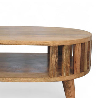 Vintage Mid-Century Round Solid Wood Coffee Table