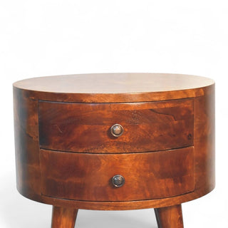 Mid-Century Modern Solid Wood 2-Drawer Nightstand