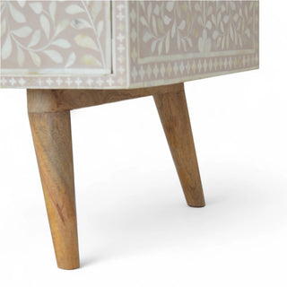 Light Taupe Floral Bone Inlay Coffee Table | Handmade