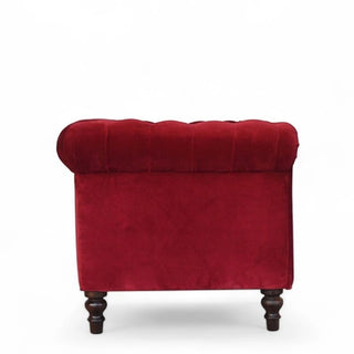 Wine Red Velvet Chesterfield Sofa | Handcrafted 2-Seater