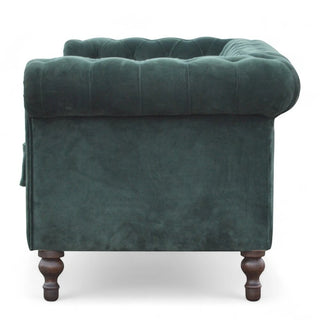 Emerald Green Velvet Chesterfield Sofa | Handcrafted 2-Seater