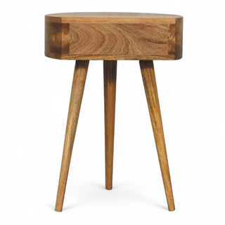 Mid-Century Modern Oak Circular Nightstand