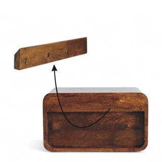 Mid-Century Floating Nightstand | Large Curved Chestnut