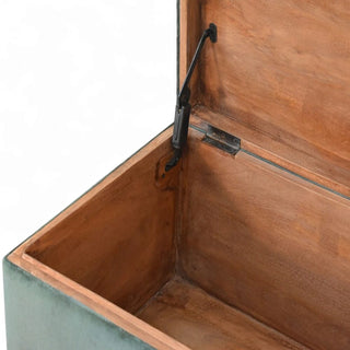 Emerald Green Velvet Ottoman with Storage | Lid-Up Design