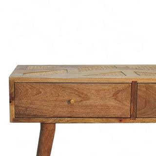 Mid-Century Modern Woven Aztec Console Table