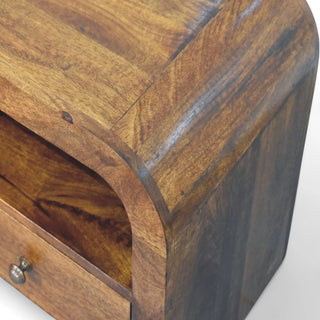 Mid-Century Modern Chestnut Nightstand with Drawer and Shelf