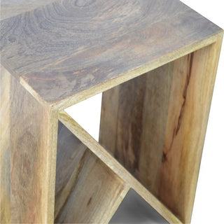 Geometric Library Side Table | Solid Mango Wood