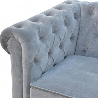 Grey Velvet Chesterfield Sofa | Handcrafted 2-Seater