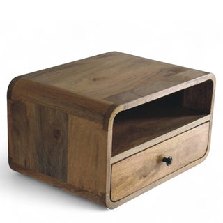 Mid-Century Modern Oak Floating Nightstand with Open Slot