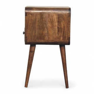 Mid-Century Modern Grey Washed Nightstand with Open Shelf