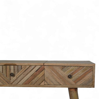 Line Carving Solid Wood Dressing Table with Foldable Mirror