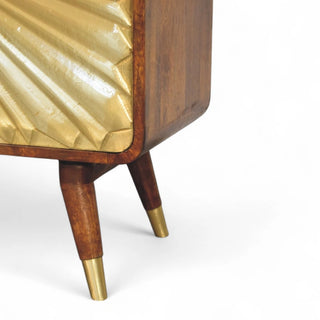 Mid-Century Modern Brass Embossed Chestnut Cabinet