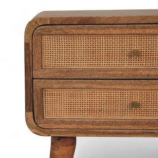 Larrisa Woven 2-Drawer Nightstand | Solid Wood & Rattan
