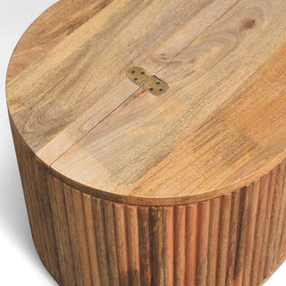 Round Soba Ball Coffee Table with Lid | Solid Mango Wood