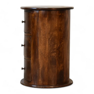 Mid-Century Modern Solid Wood 3-Drawer Drum Chest