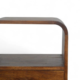 Chestnut Curved Edge Nightstand | Solid Mango Wood