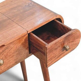 Honey Caramel Round Dressing Table | Solid Mango Wood