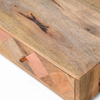 Oak-ish Coffee Table with Copper Brass Inlay | Solid Wood