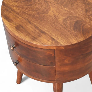 Mid-Century Modern Solid Wood 2-Drawer Nightstand