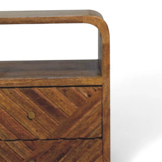 Mid-Century Modern Solid Wood Curved Nightstand