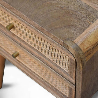 Larrisa Woven 2-Drawer Nightstand | Solid Wood & Rattan
