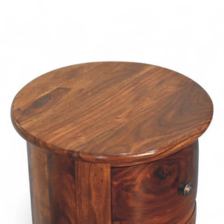 Mid-Century Solid Wood Drum Chest | Sheesham 3-Drawer
