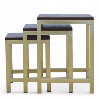 Mid-Century Modern Bar Stools Set of 3 | Golden Frame