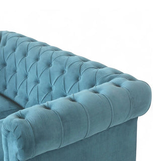 Teal Chesterfield Sofa | Handcrafted Cotton Velvet