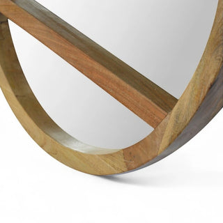 Wooden Round Wall Mirror with Shelf | Solid Mango Wood