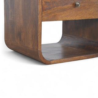 Chestnut Curved Edge Nightstand | Solid Mango Wood