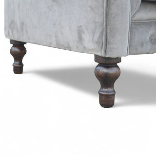 Grey Velvet Chesterfield Sofa | Handcrafted 2-Seater