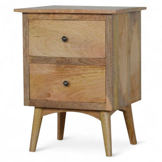 Mid-Century Solid Wood 2-Drawer Nightstand | Nordic Style