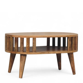 Vintage Mid-Century Round Solid Wood Coffee Table