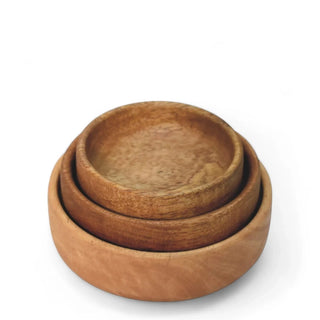 Handcrafted Solid Wood Fruit Bowl Set of 3