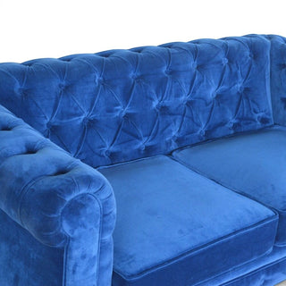 Royal Blue Velvet Chesterfield Sofa | Handcrafted 2-Seater